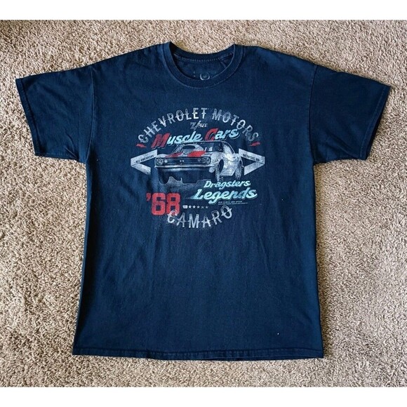 Wicked Quick Other - 1968 Chevrolet Camaro T-Shirt Men's Large Navy Blue Short Sleeve